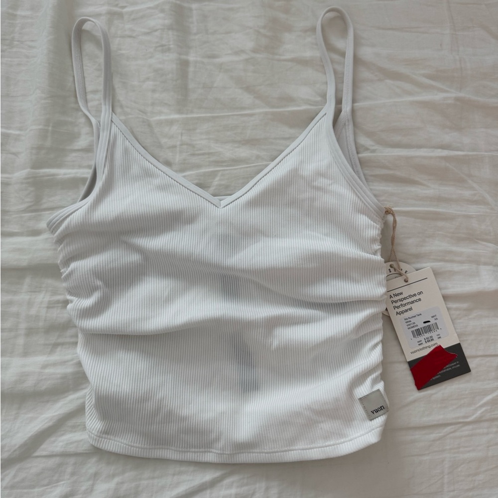 NWT Vuori White Rib Ruched Tank Top size XS